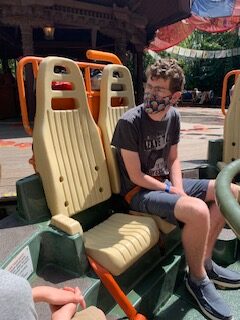 boy on Kali River Rapids at Animal Kingdom