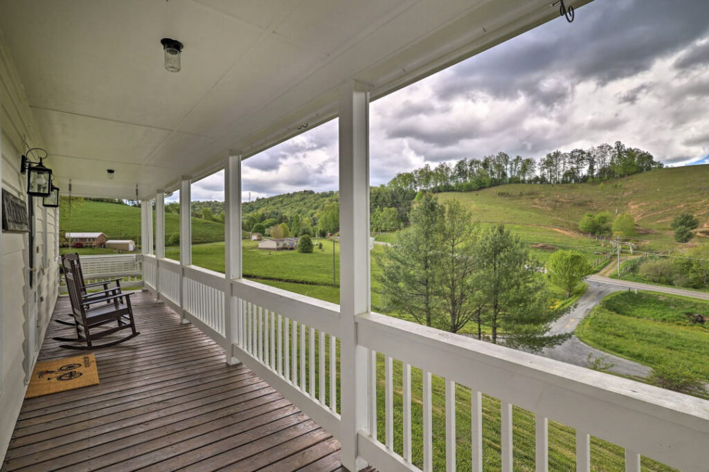 front porch of mountain house